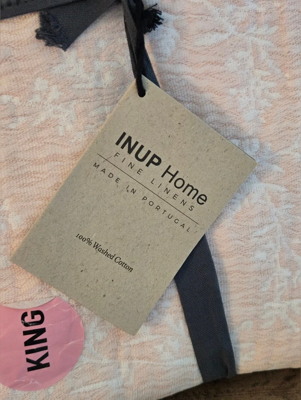 INUP Home 100% Washed Cotton King Coverlet Pink Made In Portugal
